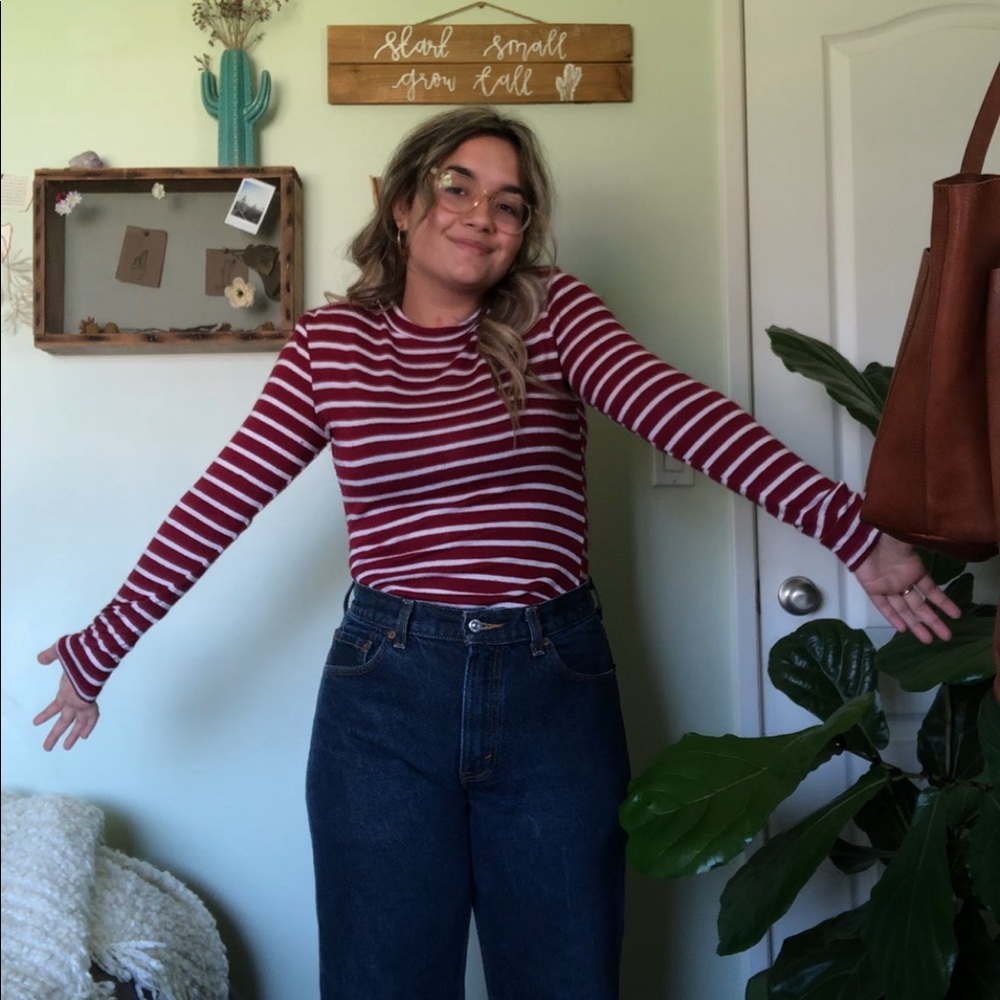 Red and White Striped Long Sleeve